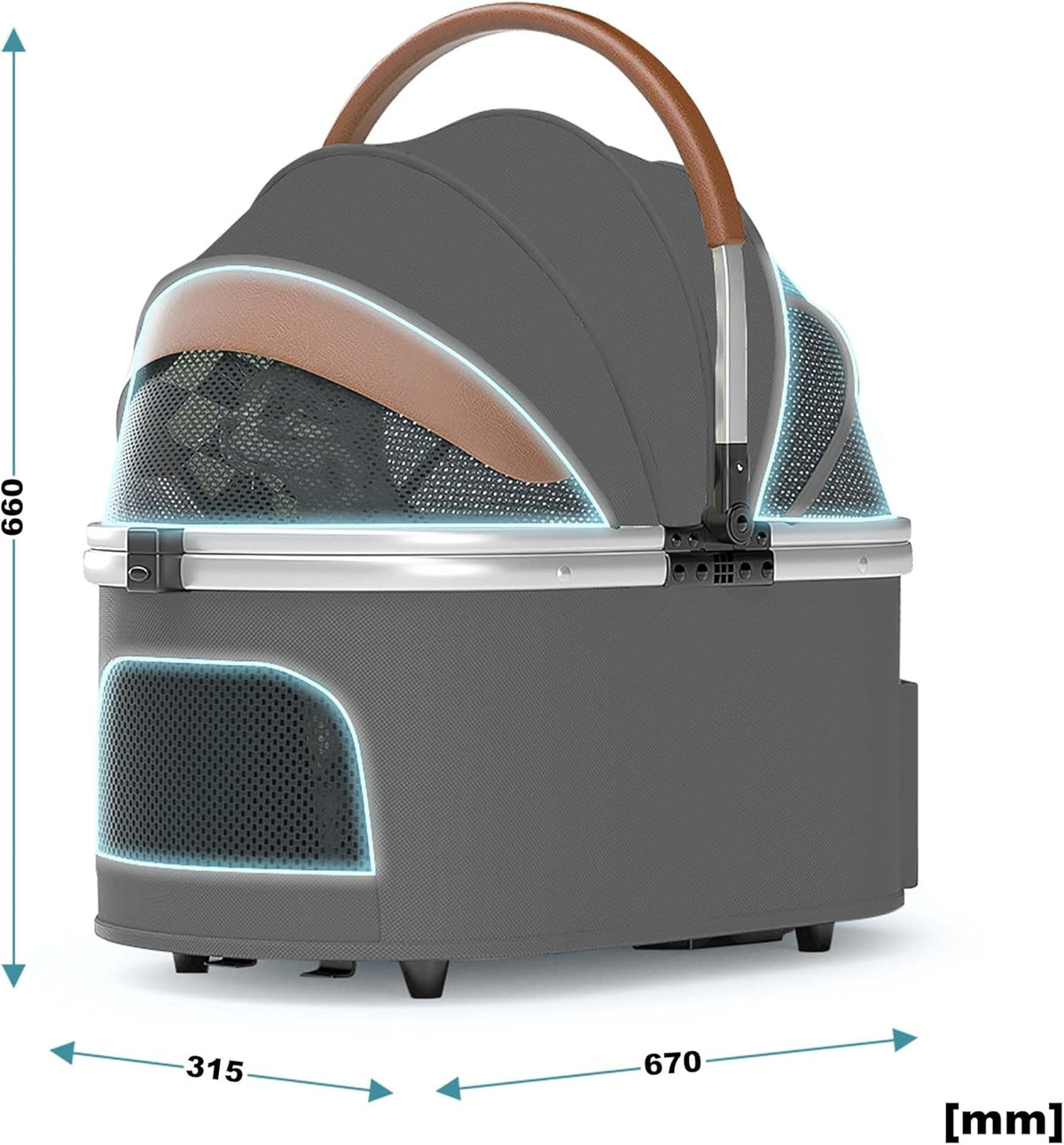 Fudajo hondenwagen 2-in-1 hondenbuggy inklapbaar grijs huisdierwagen honden met mand en plank