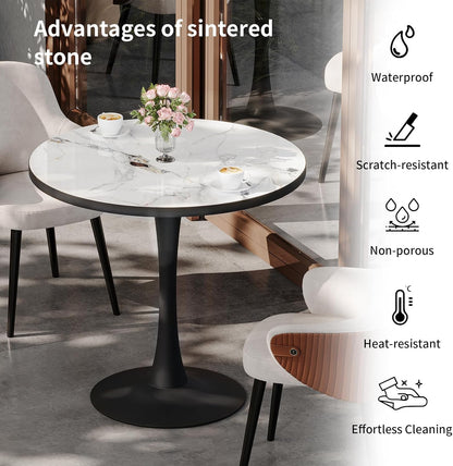 FATIVO Eetkamertafel rond met zwarte ijzeren poten 78 x 76 x 76 cm