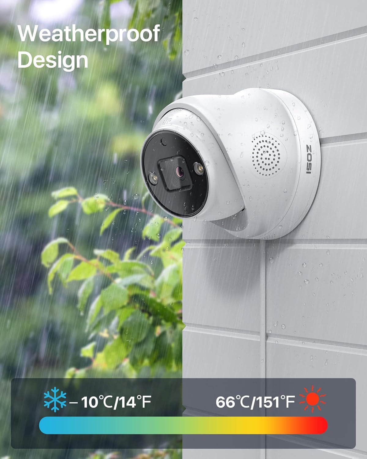 ZOSI 4K PoE Bewakingscamera Set, 4x Outdoor IP PoE Dome Camera met Netwerkkabel, Persoonsdetectie, Kleuren Nachtzicht, 2-Weg Audio, Spotlight Alarm