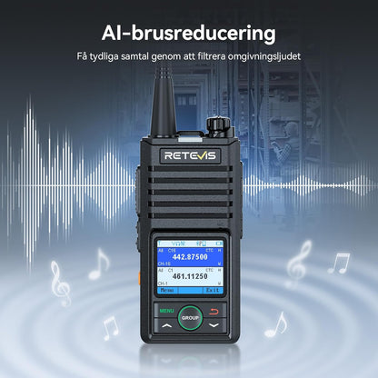 Retevis RB658 Walkie Talkies voor Volwassenen, 2-weg radio met Draadloze Oortelefoon, 6-Weg Oplader, APP-Verbinding, 1800Ah-accu, 1,77 inch Scherm, voor School, Beveiliging (6 Stuks, Zwart)