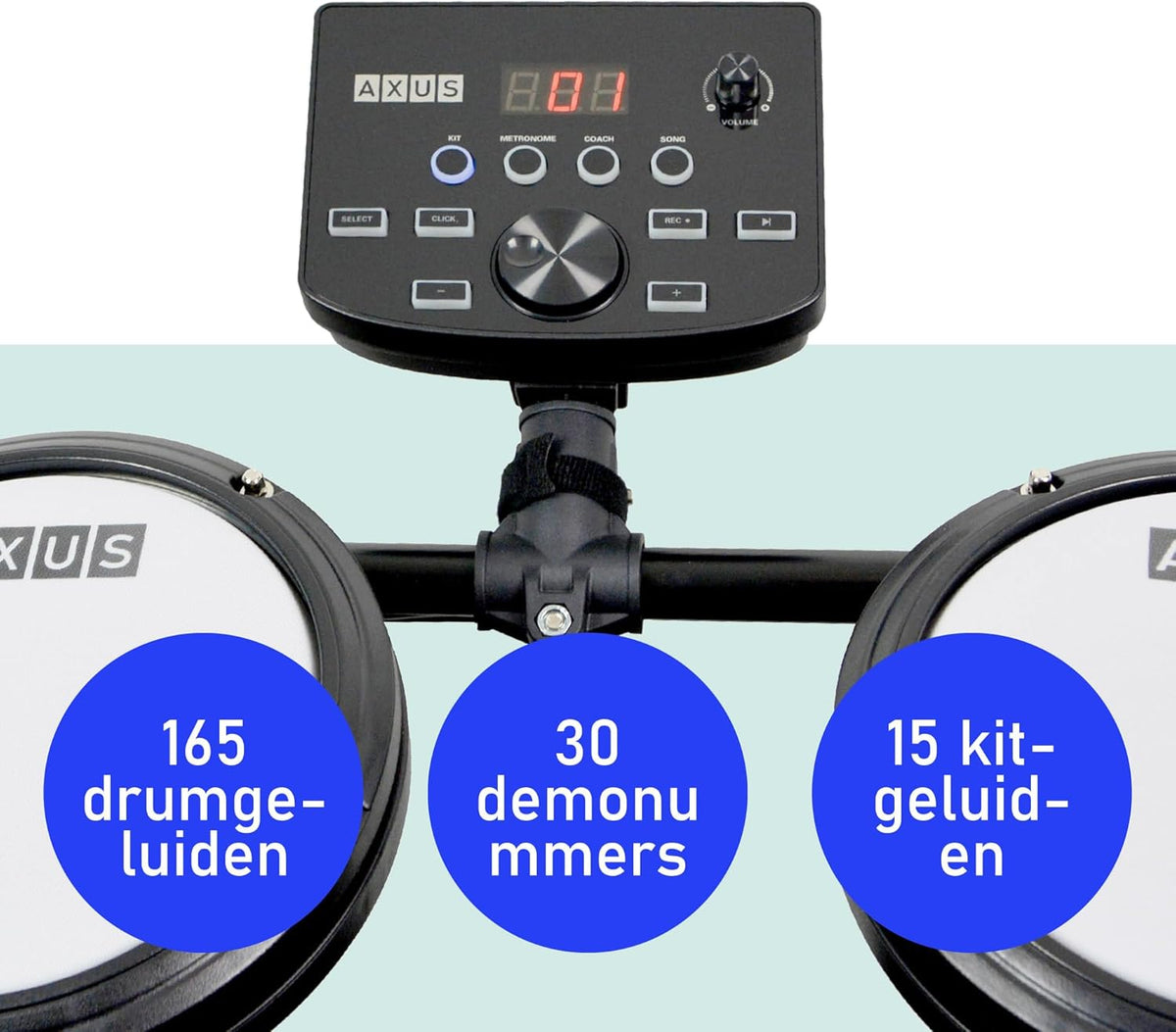 Axus AXK4 Electronic Drum Kit Starter Pack Voor Beginners Met Stille Mesh Drumkussens, Sticks, Ontlasting En Hoofdtelefoon