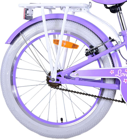 Meisjesfiets voor 6-8 jaar, 20 inch, met mand en bagagedrager, Lovely Fuchsia