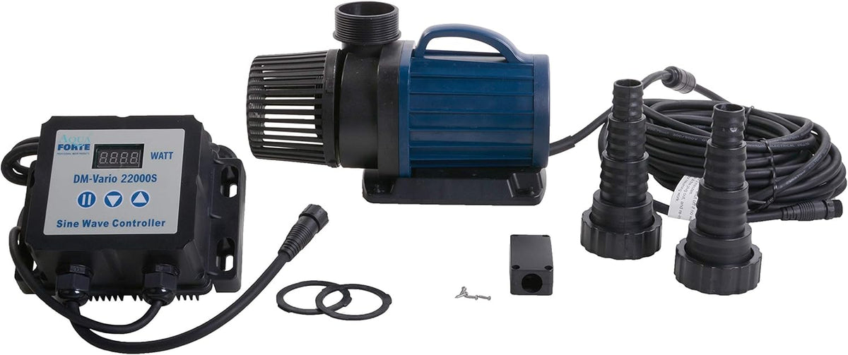 AquaForte Filter-/vijverpomp DM-22.000 Vario S, 70-200 W, opvoerhoogte 7,5 m, regelbaar met externe controller. Ideaal als vijverpomp of als beeklooppomp.