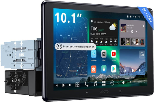 10" QLED Android In-Dash Navigatie, 8G+128G Single DIN Autoradio, ChatGPT AI Assistent, 4G LTE, Draadloze CarPlay & Android Auto, Duale Telefoonverbinding & Bluetooth, X10G110E