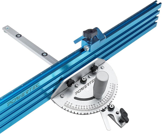 POWERTEC 71391 Tafelzaag Precisie Mijter Gauge Systeem 24" x 3" Multi –Track Fence met 27 Hoekstops