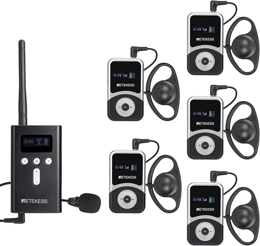 Retekess T130S Geüpgraded Tourgidssysteem, 49 Kanalen Draagbaar Draadloos Audiosysteem, 100 m Taalinterpretatiesysteem Voor Toerisme, Fabriek, Conferentie, Kerk, Universiteit, Training