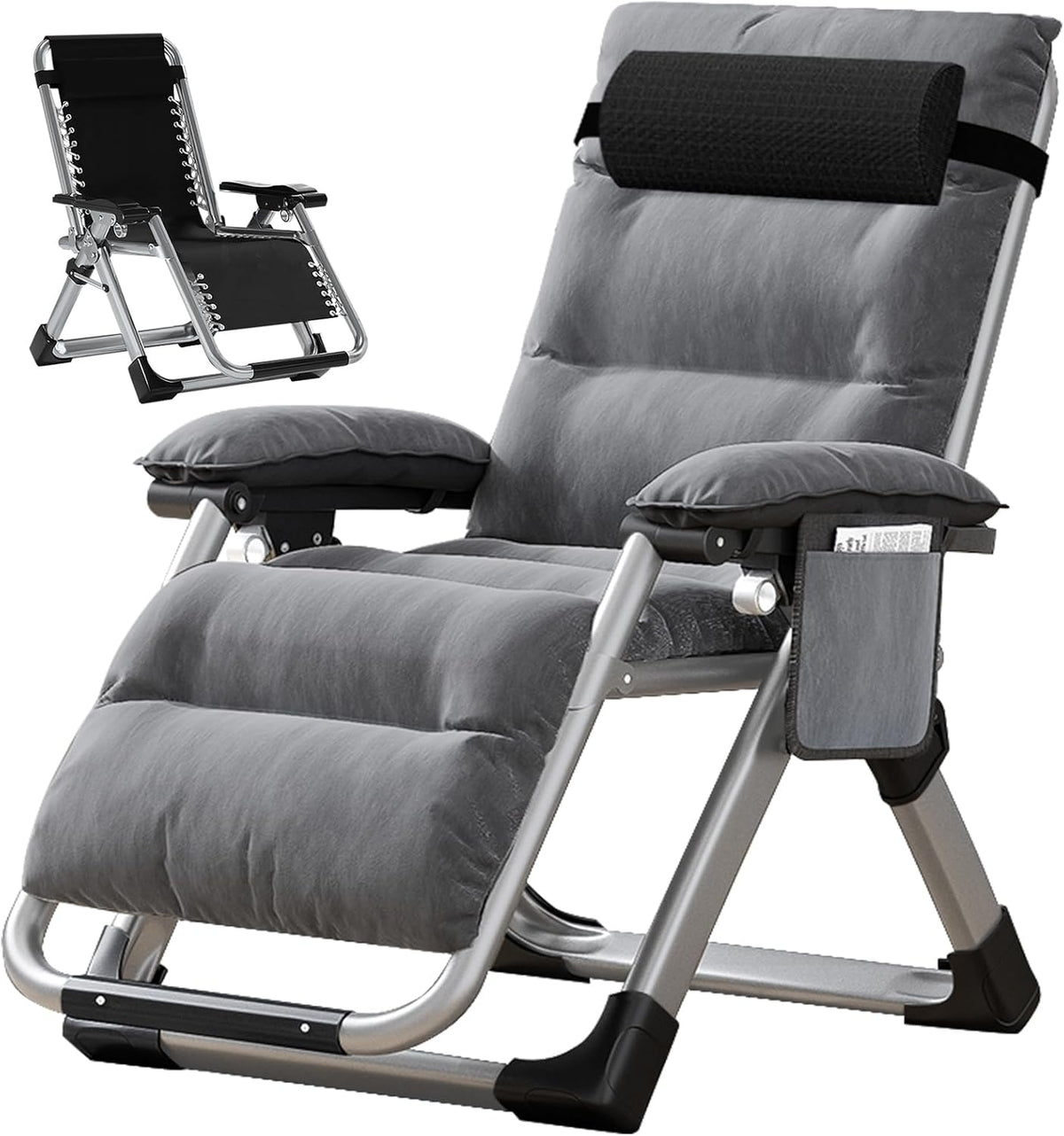 Ligstoel – Ligstoel Lounger – Tuinstoel – Relaxstoel – Opvouwbaar – Verstelbaar 90°-170° – Carbonstaal Frame – Inclusief Kussen en Zijzak