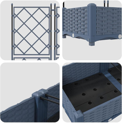 Trellis Planter with Stand, 5 Pieces, Grey, 120 x 120 x 125.5 cm, for Climbing Plants, Modern Design, Braided Material, Plastic, Robust - QUORE