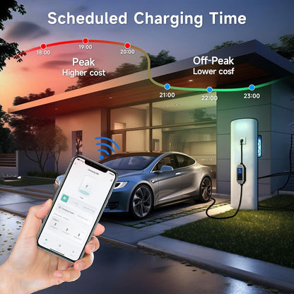 Oplaadkabel Elektrische Auto – EV Oplader – Type 2 Kabel – Schuko Laadkabel – Draagbare Autolader – 6 Meter – 3,68 kW 1-Fasig – Instelbare Stroom 6-16A – Vertraagd Opladen 1-15 Uur