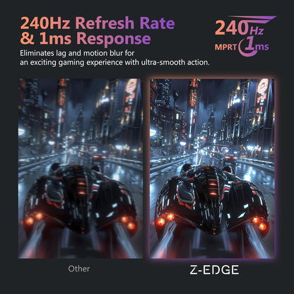 Z-Edge Gaming Monitor White 27'' 240Hz, IPS Panel, 1ms, Display White FHD(1920x1080) with HDMI Cable, FreeSync, 400cd/m², HDMI2.0*2 & DP1.4*2, Adjustable Tilt, Ultra Slim Frame, VESA Mountable