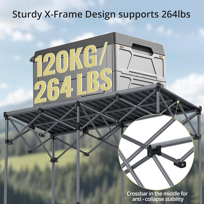 Anbte Campingtafel, grilltafel, 122 x 60 x 74 cm (l x b x h), extra groot, aluminium roltafel, X-frame, klaptafel voor 6 tot 8 personen, draagvermogen tot 120 kg, met draagtas, voor tuin, strand