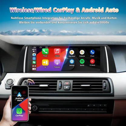 Android 14 autoradio met 10,25 inch touchscreen voor BMW 5-serie F10/F11 (2010-2012) – draadloos CarPlay/Android Auto, OEM-onderdelen, IPS HD-scherm, GPS, Mirror Link, alleen CIC-systeem