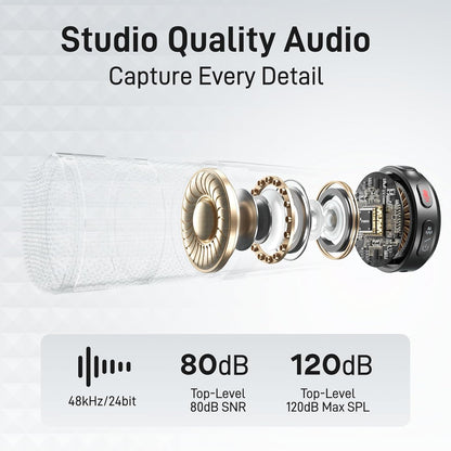 Draadloze Lavalier Microfoon Voor Smartphone, Camera En PC Met USB-C/Lightning – Mini Microfoon – Kraagmicrofoon – Clipmicrofoon – Draadloze Microfoon – 48kHz/24Bit Hi-Fi Audio – Ruisonderdrukking