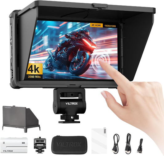 VILTROX DC-X3 DCX3 camera Field Monitor Touchscreen 2000Nit 4K 6 inch HDMI camera monitor met batterij Full HD 1920x1080 IPS 3D LUT met zonnekap, opbergtas voor Sony Canon Nikon DSLR