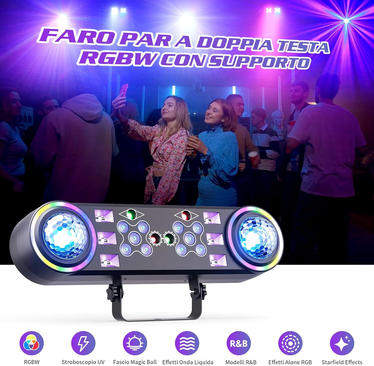 7-in-1 disco partylicht, DJ-licht, partylicht met telescoopstatief en draagtas, DJ stroboscooplicht met afstandsbediening voor Kerstmis, thuisfeest, discoparty, Halloween