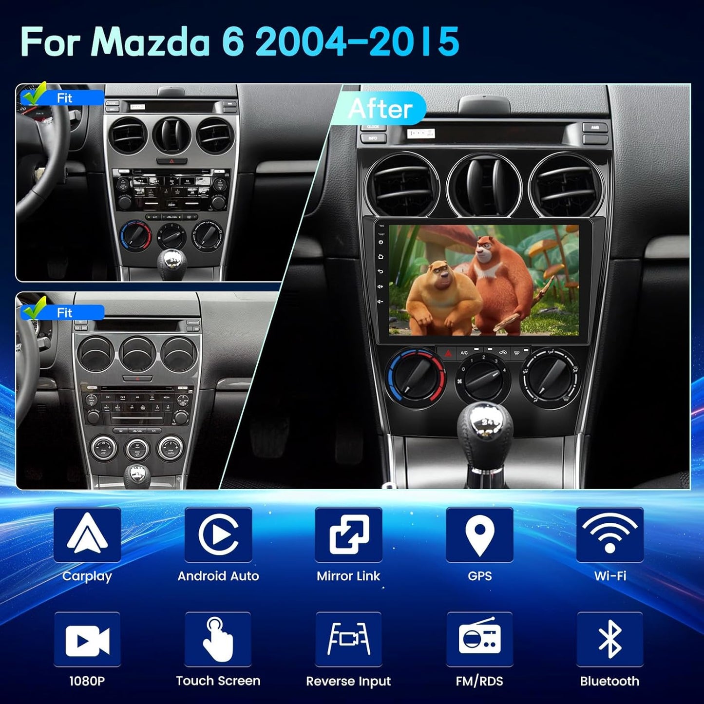 Android Autoradio – Multimediaspeler – Headunit – Navigatiesysteem – Touchscreen Radio – 9 Inch 1080P IPS – Draadloze CarPlay & Android Auto