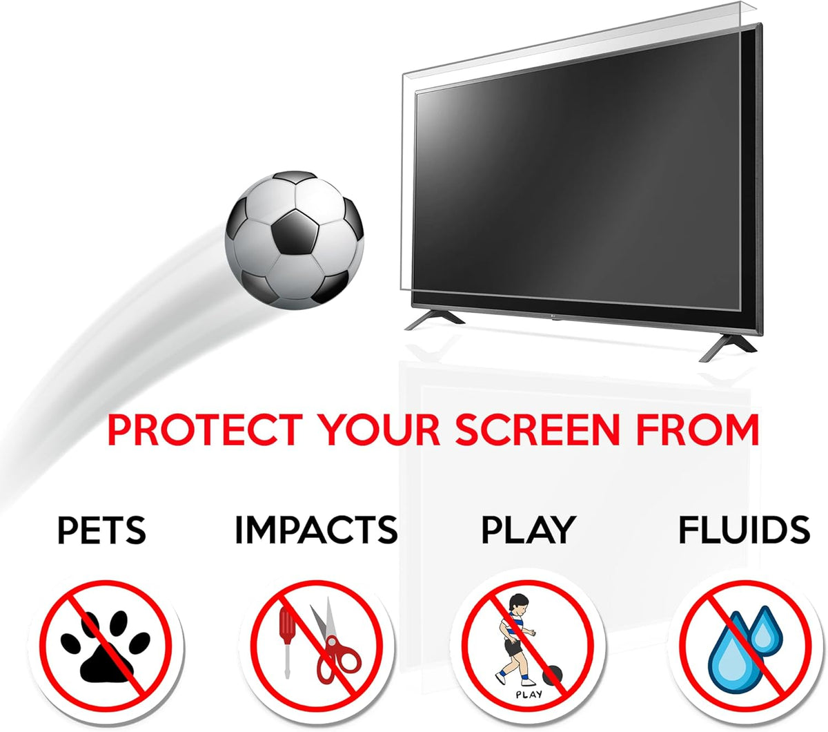 55 Inch Sterk Tegen Impact TV Screen Protector - Ultieme Bescherming met 100% Transparantie, Anti-Shock & Clear View