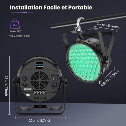 Discolamp – Discobal – Party light – Feestverlichting – Disco lamp – 54x4W RGBW LED – DMX512 & Muziekgestuurd
