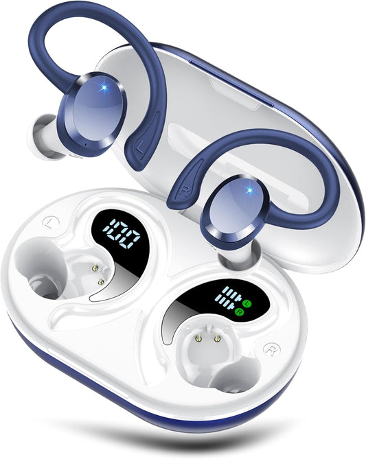 sprtoybat Bluetooth hoofdtelefoon, draadloze Bluetooth 5.4 met 4 ENC Noise Cancelling Mic, draadloze hoofdtelefoon, 68 uur speeltijd, led-display, IP7 waterdichte oordopjes, touch-control
