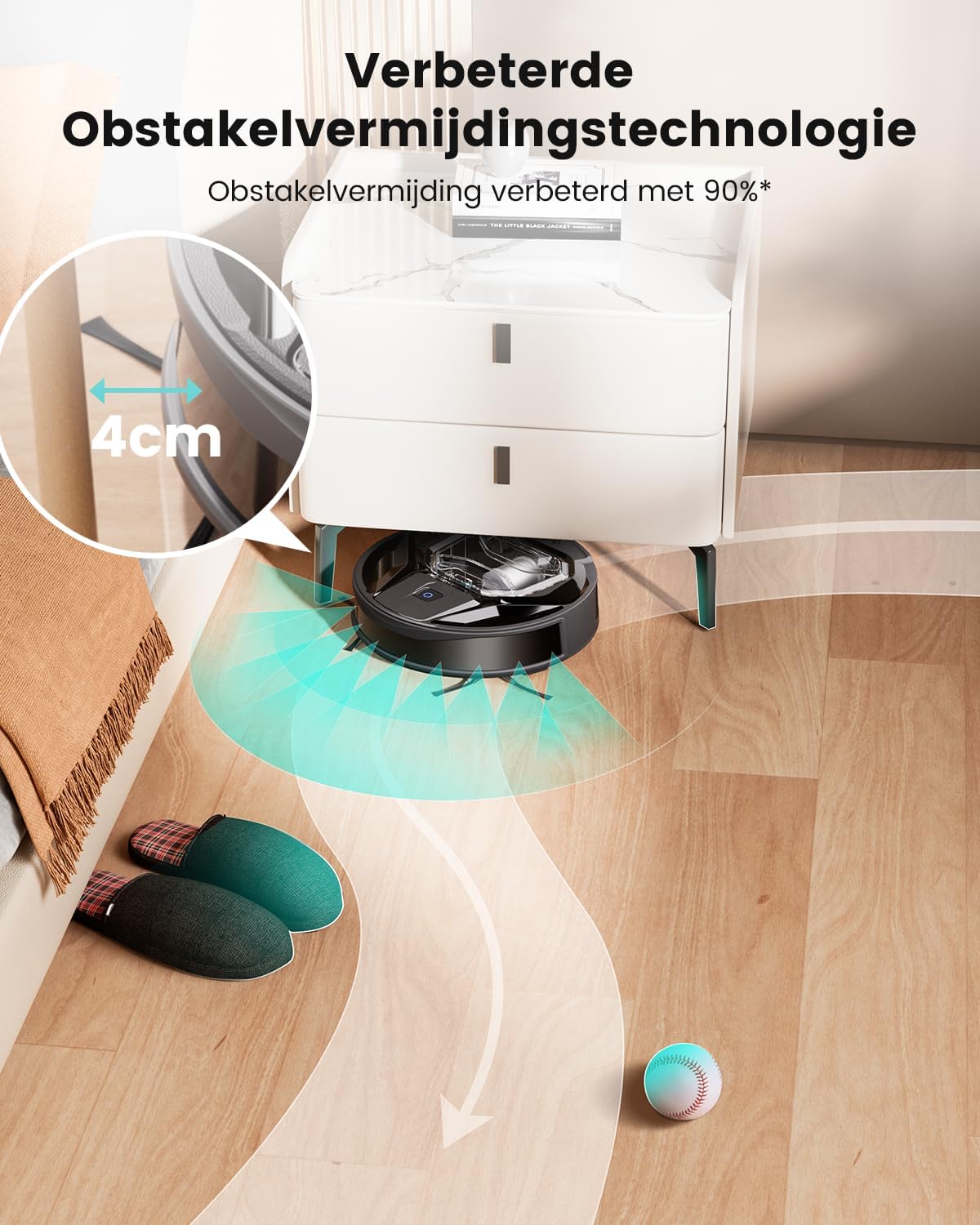Robotstofzuiger – Robotstofzuiger met Navigatie – Automatische Stofzuiger – Slimme Zuigrobot – Draadloze Stofzuiger – 6000 Pa Krachtige Zuigkracht – 210 Minuten Lange Werktijd