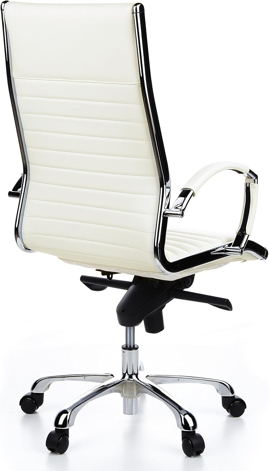 hjh OFFICE Parma 20 660510 Bureaustoel, managersstoel, leer, crème, design klassiek, hoogwaardige afwerking, hoge rugleuning, ergonomische bureaustoel, draaistoel, XXL managersstoel