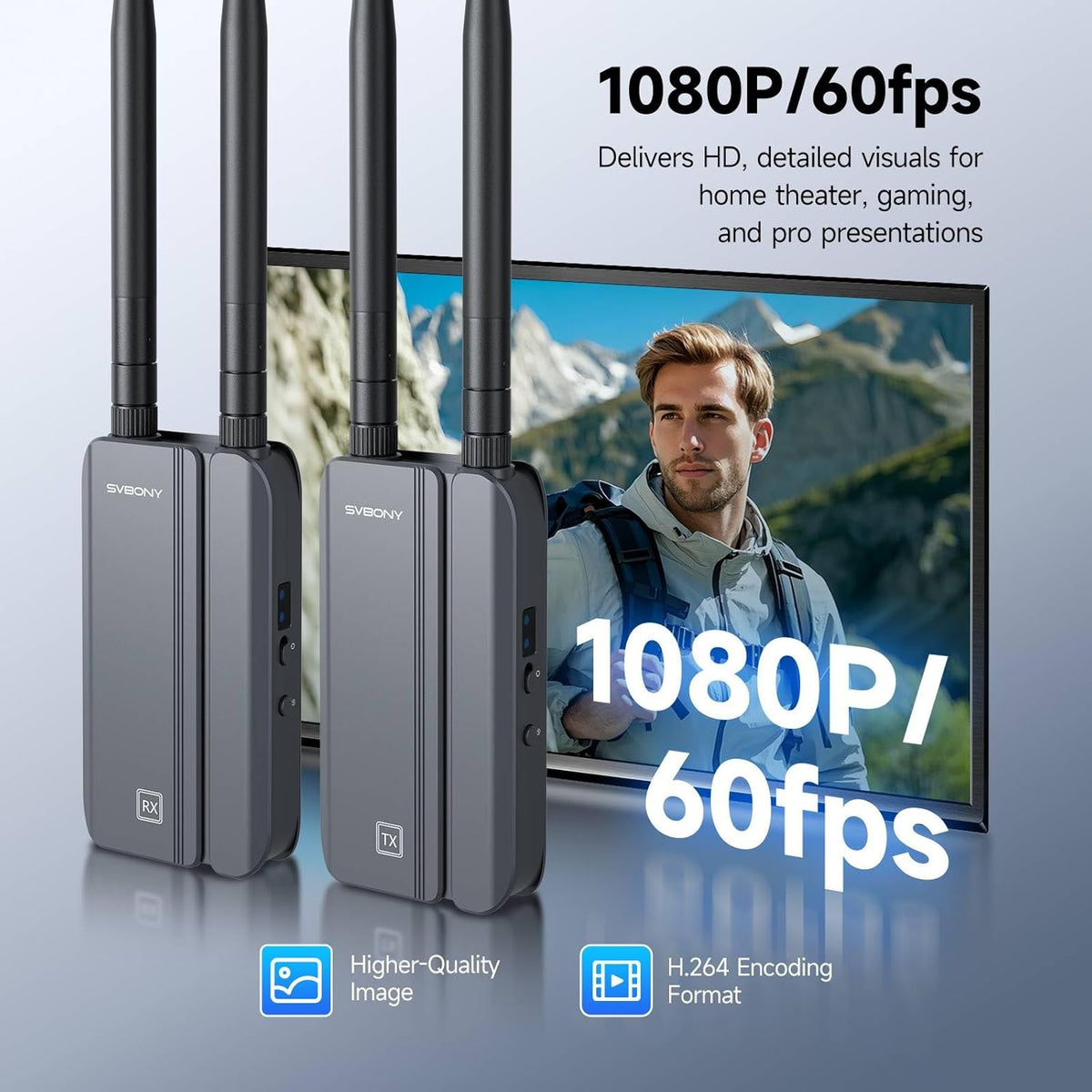 Draadloze HDMI Zender Ontvanger – HDMI Extender – HDMI Transmitter – HDMI Receiver – Draadloze Videozender – 1080p60fps Full HD – Bereik Tot 300 Meter