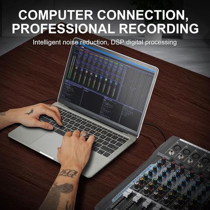 Audio Mixer – 6-Kanaals Mengpaneel – DJ-Mixer – Audiomixer – Mengtafel – 16 DSP-Effecten – USB/Bluetooth – 48V Fantoomvoeding