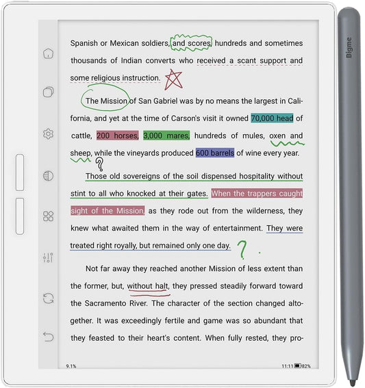 Bigme 7 inch Color Eink Tablet eBook Reader 4G 64G Android 11 Digital Notepad