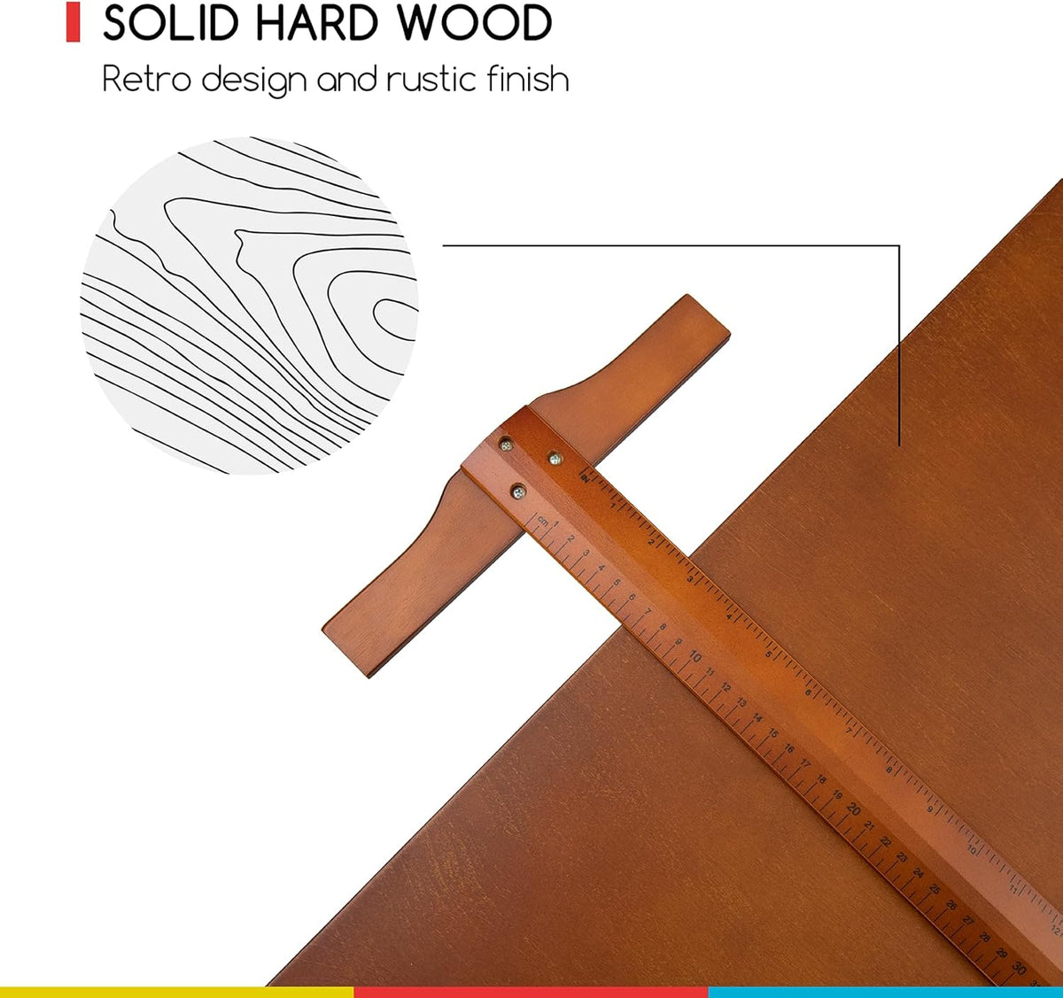 MEEDEN Extra grote houten tekentafel, 76 x 106,7 cm, tekentafel, knutseltafel met in hoogte verstelbaar, vergroten kantelbaar tafelblad, kunstbureau schildertafel om te lezen, schrijven