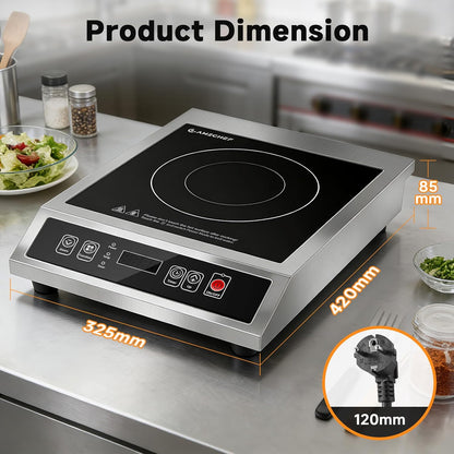 Commerciële Inductiekookplaat – Inductieplaat, Professionele Kookplaat, Horeca Kookplaat, Catering Kookplaat – 3500 W Vermogen – Temperatuur Instelbaar Van 60-240 °C