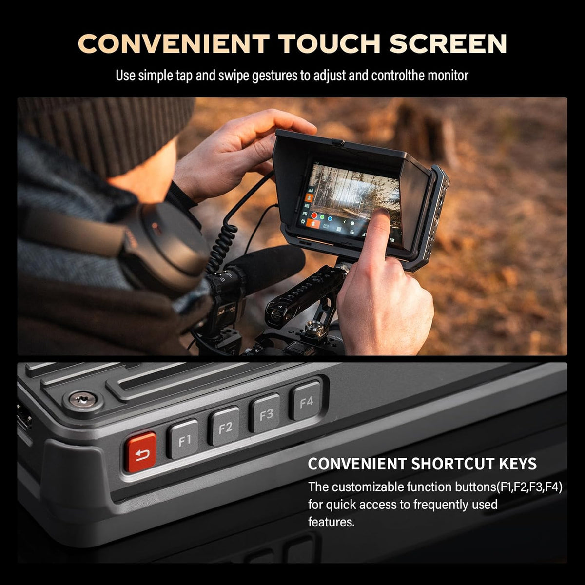 VILTROX DC-X2 DCX2 Rig Cage Kit camera fieldmonitor touchscreen met 2000Nit 6 inch 4K HDMI cameramonitor met accu Full HD 1920x1080 IPS 3D LUT met zonnekap voor Sony Canon Nikon DSLR