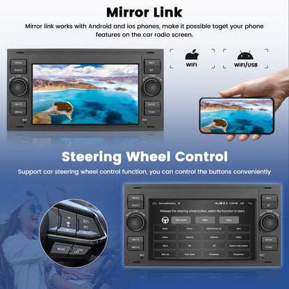 Hikity [2+64G+Zwart]radio voor Ford Transit Focus Fusion Fiesta Mondeo Kuga Galaxy C-Max S-Max, draadloze Carplay Android Auto, touchscreen autoradio met GPS WiFi achteruitrijcamera