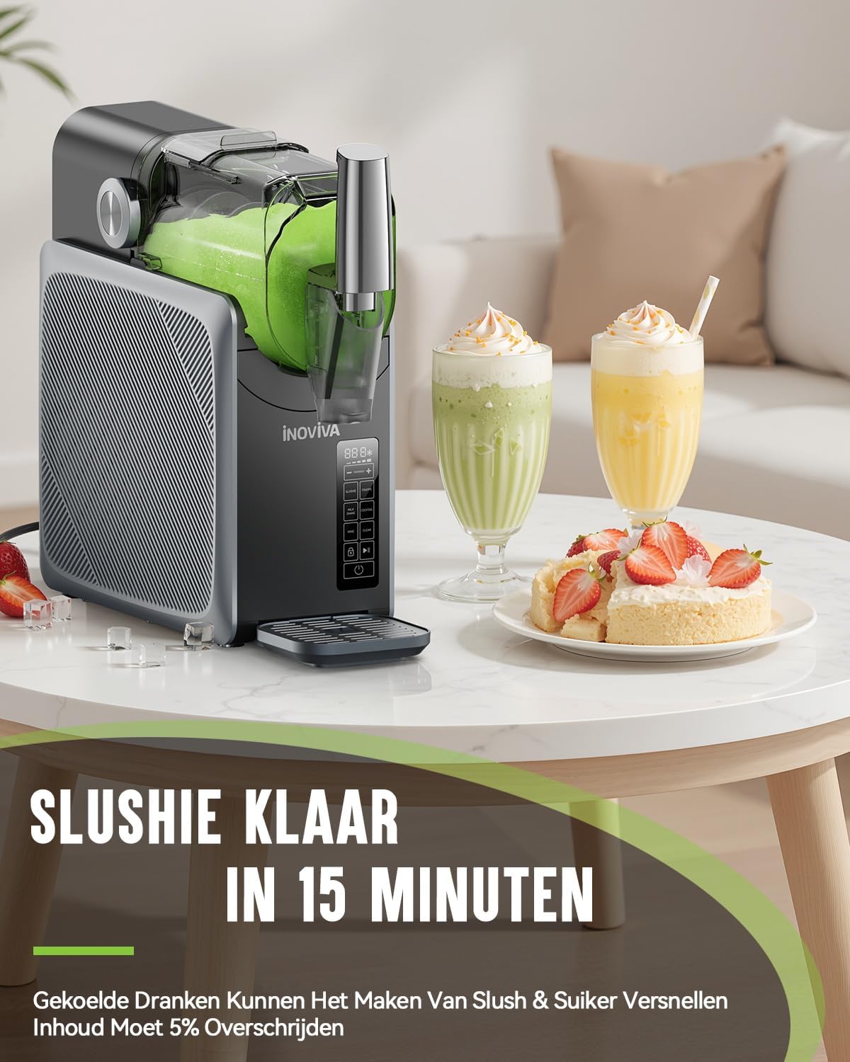 Slushie Machine, geen ijs nodig, 2L slushie machine voor thuis met zelfreiniging, 5 voorgeprogrammeerde programma's, bevroren slushies, margarita's, frappés, milkshakes (versie S1.2)