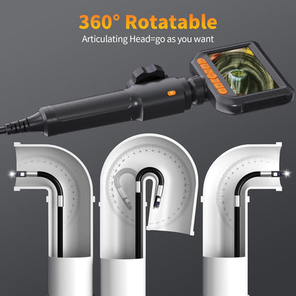 Endoscoopcamera met dubbele lens, 360° HD draaibaar, inspectiecamera, 4,3 inch, IP67 waterdichte buiscamera, kanaal, endoscoopcamera met 8 + 1 leds, 32G-kaart en draagtas, 1,5 m