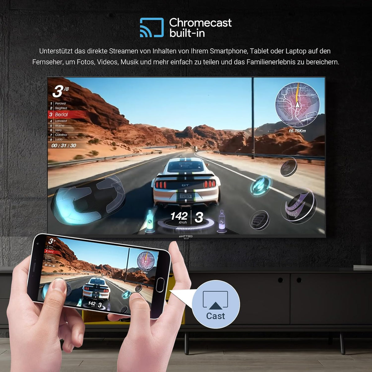 Antteq Koalas Series Q50 Smart TV 4K HDR QLED Android TV 127 cm (50 inch) met App Store (10.000+ apps), Bluetooth 5.0, spraakassistent, WLAN 2,4 GHz/5 GHz