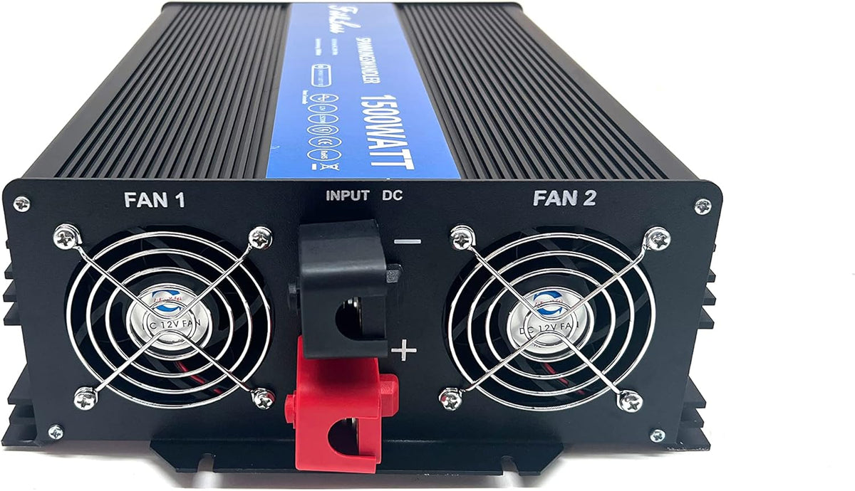 Pure Sine Wave Power Inverter DC12V naar AC230W 50Hz met dubbele Shuko stopcontacten, DC5V USB-poort, LCD Wire Remote Kit voor Europese markt. (12V 1500W)
