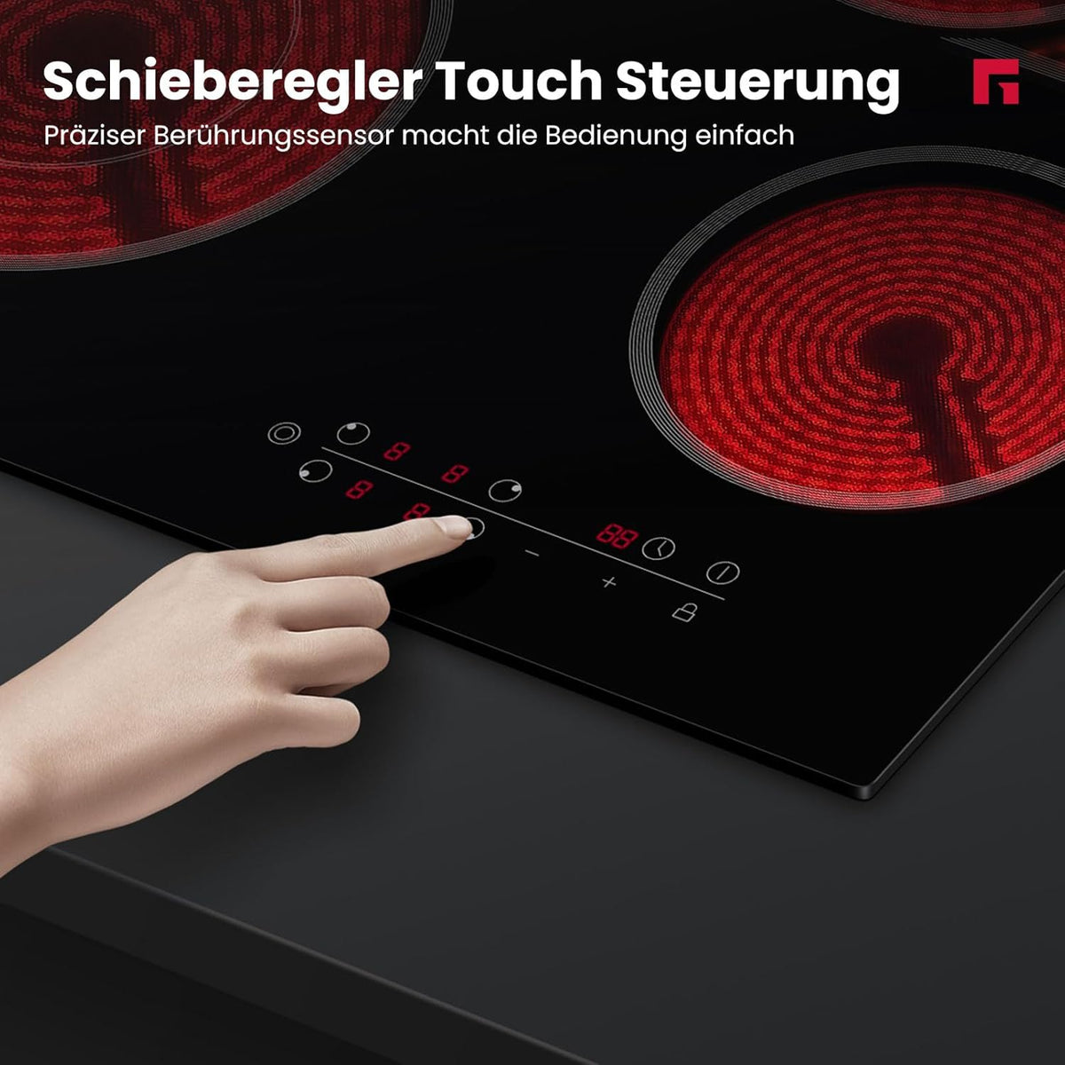 Keramische kookplaat – Glaskeramische kookplaat – Elektrische kookplaat – Inbouw kookplaat – 4 kookzones – 6600W vermogen – Kinderslot en timer