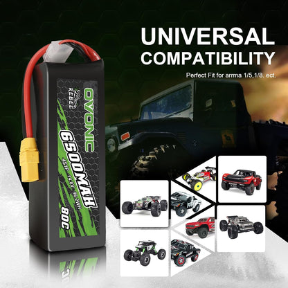OVONIC 4S Lipo-accu 6500mAh 80C 14.8V met XT90 stekker voor RC Auto RC Truggy Buggy RC Hobby (2 stuks)