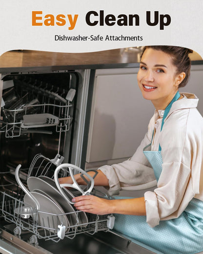 Facelle Keukenmachine, roerapparaten & mixer, 6,5 l roestvrijstalen mengkommen kneedmachine, 10 snelheden + pulsfunctie deegmachine, deegkneedmachine incl. 3-delige patisserieset