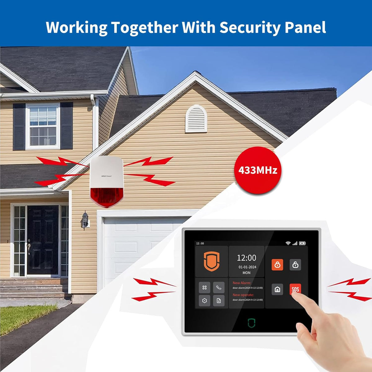 Wolf Guard WT4F-01A 4G + wifi-alarminstallatie voor thuis, 7 inch touchscreen, Tuya Smart complete systemen met app/SMS/telefoonoproepalarm, 110 dB buitensirene, bewegingsmelder, deur-/raamsensoren