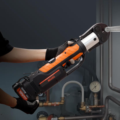 VEVOR Press tool and battery set, power tool for crimping pipes with jaws V15, V22, V28, 2 battery presses 18 V 4.0 Ah, quick charger and transport bag