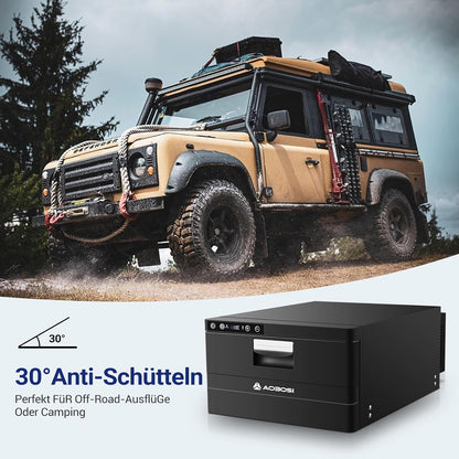 AAOBOSI 31L Compressorkoelkast met Lade, APP-Gestuurde Koelkast Voor Campers, 12/24V, Koelkast Voor Voertuigen, Bereikt -20°C, Geschikt Voor Auto's, Vrachtwagens, Campers, Boten, Kamperen en Reizen