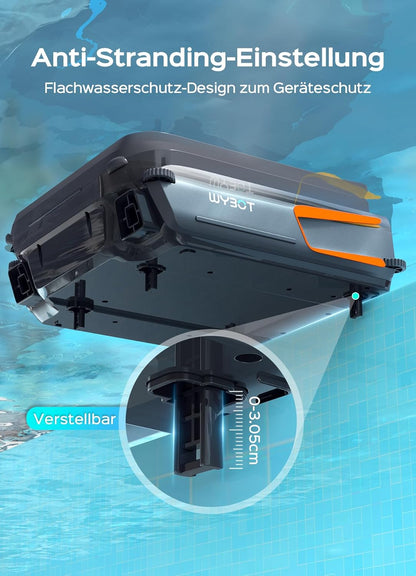 WYBOT F1 Zwembad-skimmer op zonne-energie, zwembadrobot met accu, ultrastil, app-bediening, voor alle zwembaden, zwart oranje (oplader niet inbegrepen, zie speciale aanbieding)