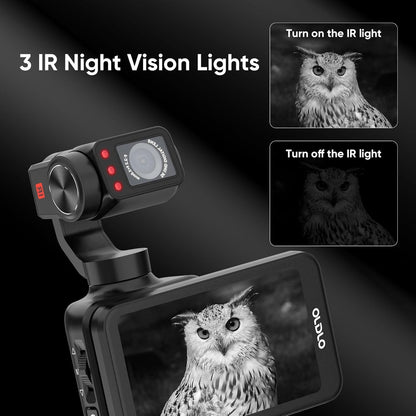 ORDRO M5 handheld set met 3-assige stabilisatie, draagbare wifi-vlogcamera met IR-nachtzicht, 120° groothoek en gezichtsherkenning voor YouTube