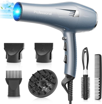 Professionele Haardroger Blauw – Föhn – Haarföhn – Ionen Föhn – Salon Föhn – 33 m/s Sneldrogend – 120 Miljoen Negatieve Ionen