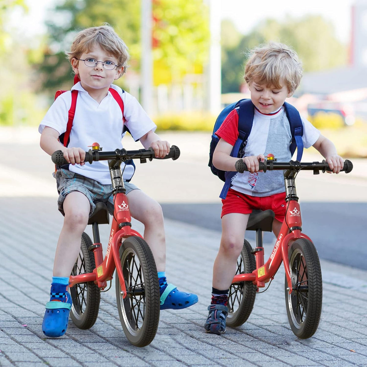 16 Inch Loopfiets Voor Kinderen Van 5-8 Jaar, Loopfiets Met Remmen, Verstelbaar Zadel, Lichtgewicht Koolstofstalen Frame Met Beugel, Stabiel En Duurzaam,Rood