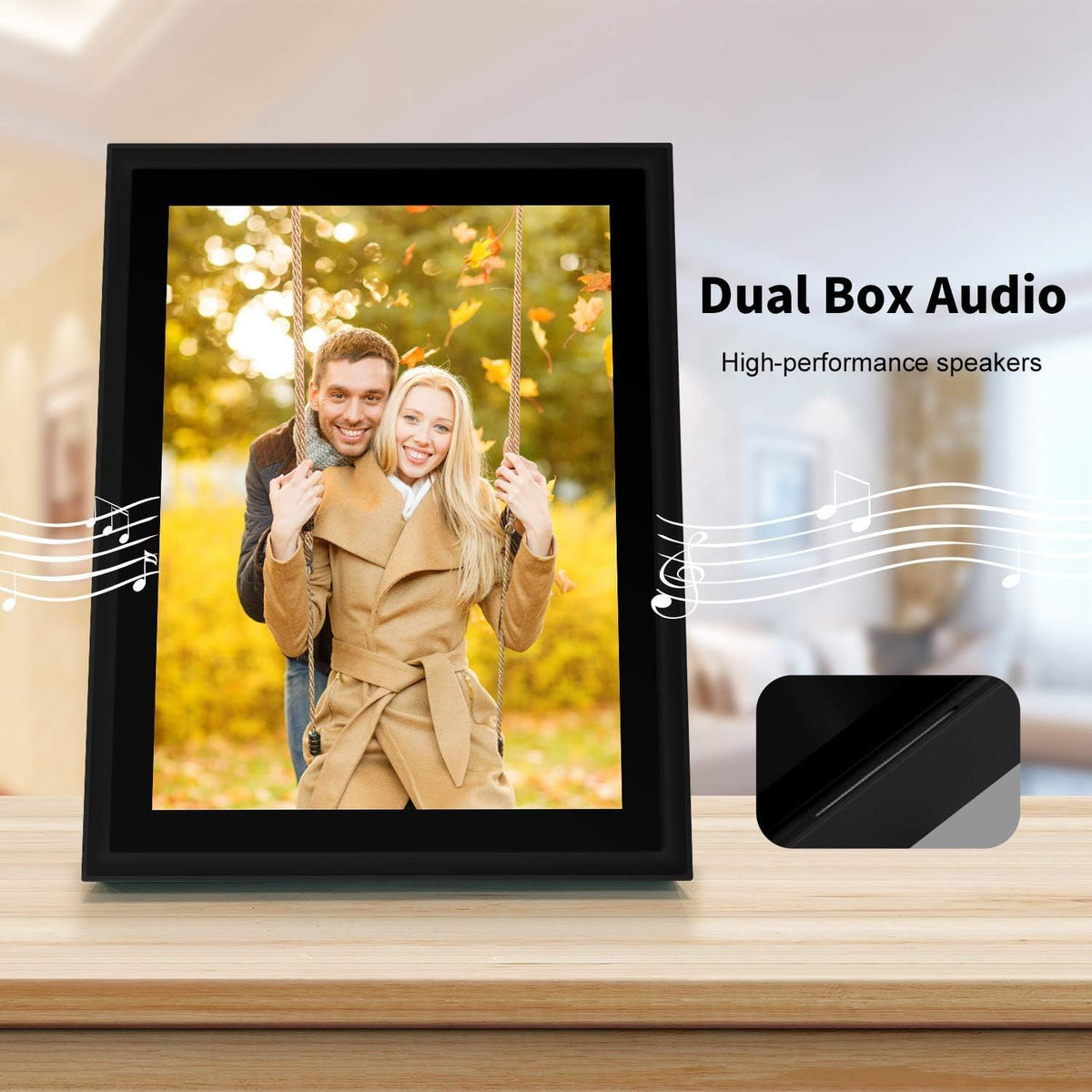 AEEZO Digitale fotolijst met wifi, 10 inch touchscreen, FHD, 2K-display, smart fotolijst met 16 GB geheugen, eenvoudige installatie voor het delen van foto's en video's, automatische rotatie (zwart)