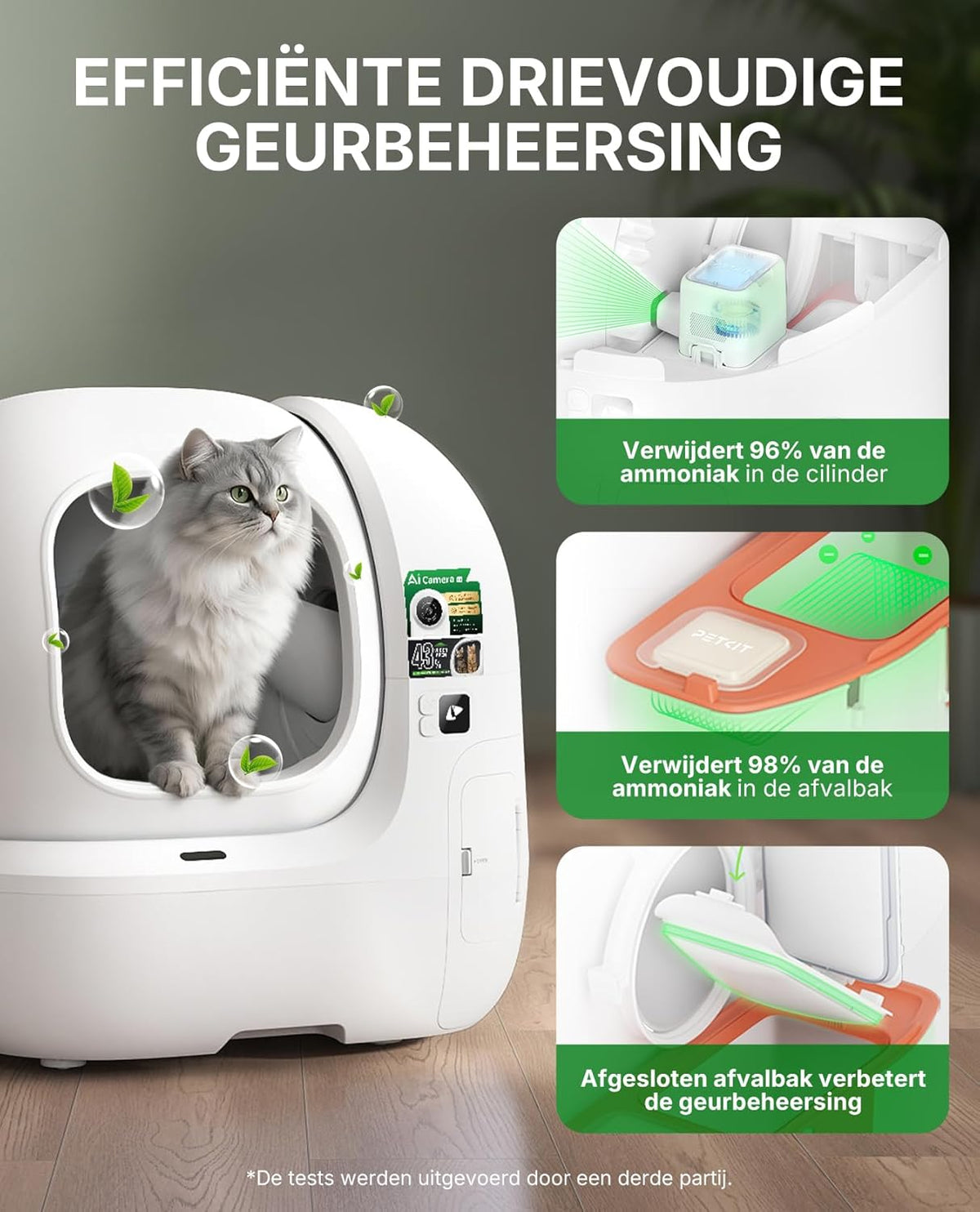 PETKIT PUROBOT MAX PRO 2 Zelfreinigende Kattenbak, Grotere Ingang, AI Camera, Automatisch Kattenbak, 2.4G en 5G Wifi, App-Control, Gezondheidstracering, Geurverwijdering, 76L, Voor Meerdere Katten