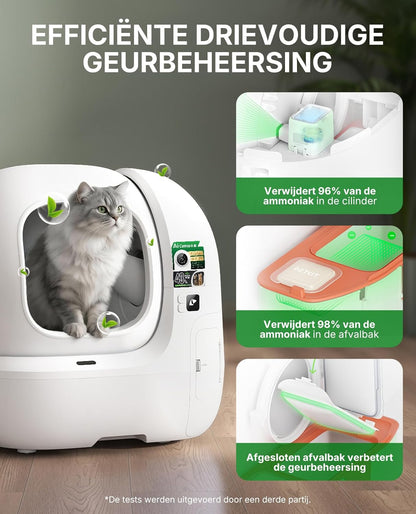PETKIT PUROBOT MAX PRO 2 Zelfreinigende Kattenbak, Grotere Ingang, AI Camera, Automatisch Kattenbak, 2.4G en 5G Wifi, App-Control, Gezondheidstracering, Geurverwijdering, 76L, Voor Meerdere Katten
