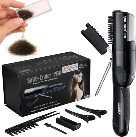 Split Ender Pro draadloze gespleten haartondeuse verwijdert droge, beschadigde en broze punten uit het haar, zwart